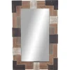 Brown And White Square Strips Wood Framed Mirror-Kirkland's Home Online