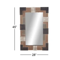Brown And White Square Strips Wood Framed Mirror-Kirkland's Home Online