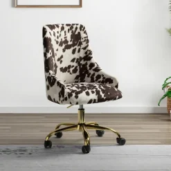 Brown And White Upholstered Cow Print Office Chair-Kirkland's Home Cheap