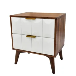 Brown And White Wood 2-Drawer Nightstand-Kirkland's Home Best Sale