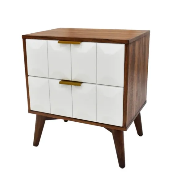 Brown And White Wood 2-Drawer Nightstand-Kirkland's Home Best Sale