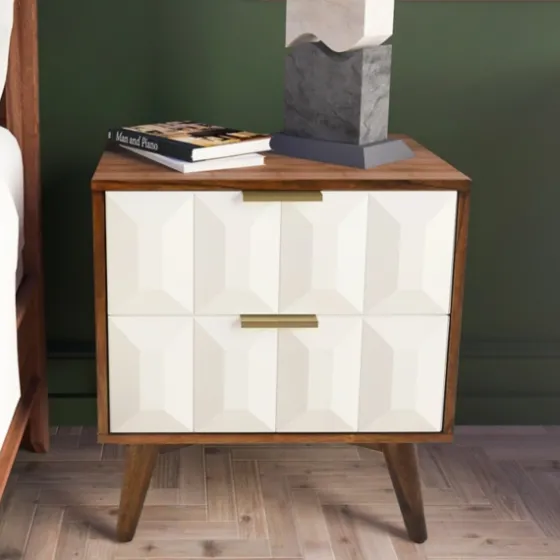 Brown And White Wood 2-Drawer Nightstand-Kirkland's Home Best Sale
