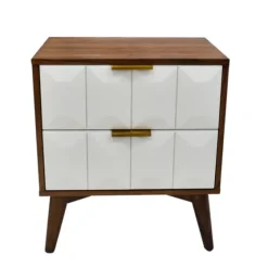 Brown And White Wood 2-Drawer Nightstand-Kirkland's Home Best Sale