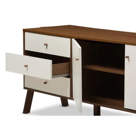 Brown And White Wood Mid-Century Modern Sideboard-Kirkland's Home Outlet