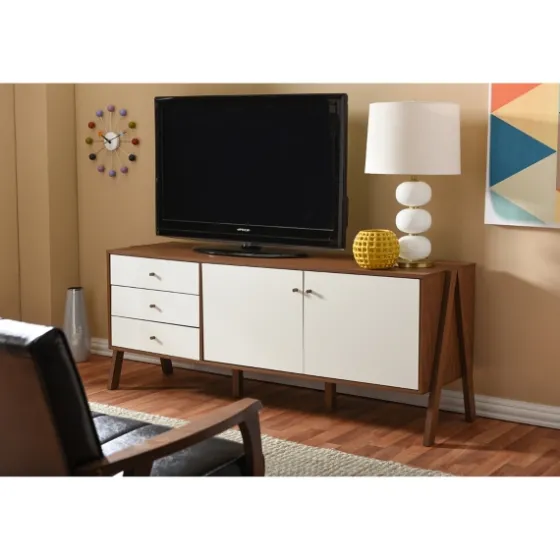 Brown And White Wood Mid-Century Modern Sideboard-Kirkland's Home Outlet