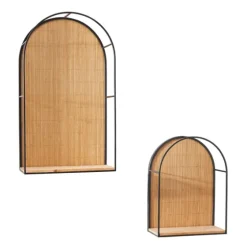 Brown Bamboo Arched Modern Wall Shelves, Set Of 2-Kirkland's Home Clearance