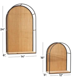Brown Bamboo Arched Modern Wall Shelves, Set Of 2-Kirkland's Home Clearance