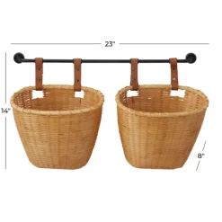 Brown Bamboo Basket And Metal Bar Wall Shelf-Kirkland's Home Cheap