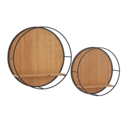 Brown Bamboo Modern Wall Shelves, Set Of 2-Kirkland's Home New