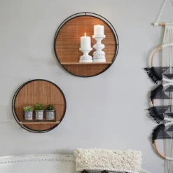 Brown Bamboo Modern Wall Shelves, Set Of 2-Kirkland's Home New
