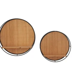 Brown Bamboo Modern Wall Shelves, Set Of 2-Kirkland's Home New