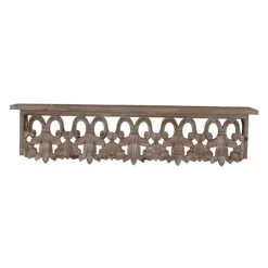 Brown Carved Scroll Wooden Wall Shelf-Kirkland's Home New