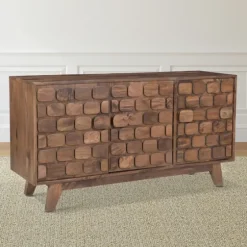 Brown Carved Wood Woven 3-Door Sideboard-Kirkland's Home Cheap