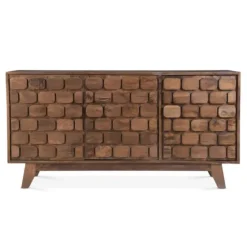 Brown Carved Wood Woven 3-Door Sideboard-Kirkland's Home Cheap