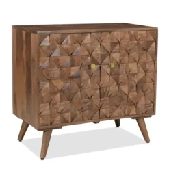 Brown Carved Wood Woven 2-Door Cabinet-Kirkland's Home Hot