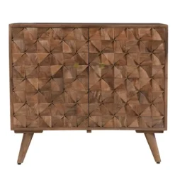 Brown Carved Wood Woven 2-Door Cabinet-Kirkland's Home Hot