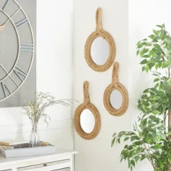 Brown Cora Jute Wall Mirrors, Set Of 3-Kirkland's Home Best Sale