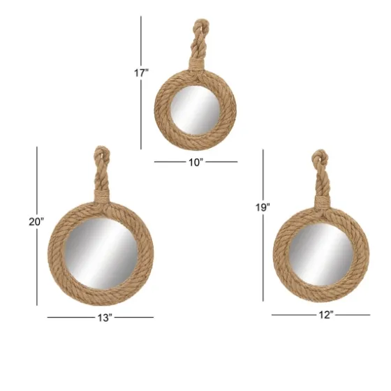 Brown Cora Jute Wall Mirrors, Set Of 3-Kirkland's Home Best Sale