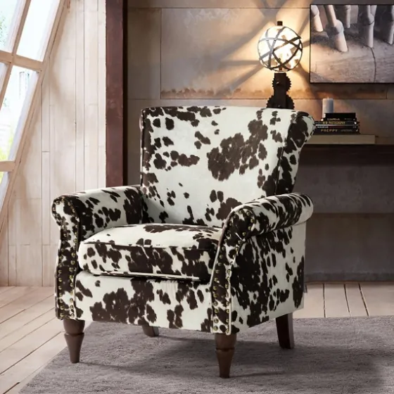 Brown Cow Print Upholstered Accent Chair-Kirkland's Home Hot