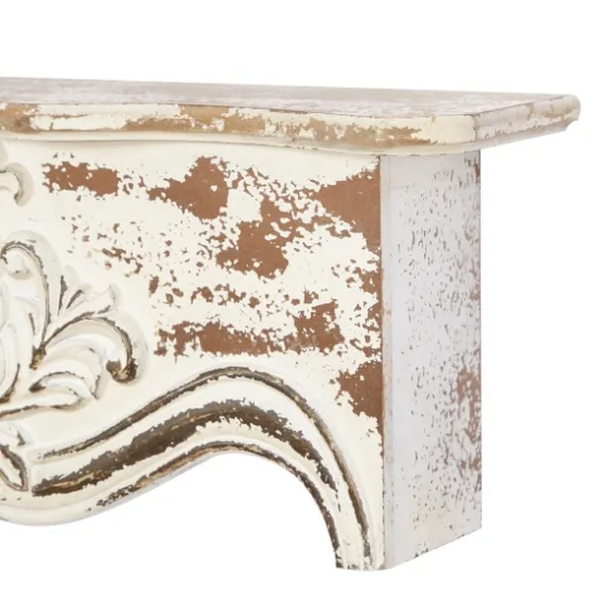 Brown Distressed Carved Wood Wall Shelf-Kirkland's Home Hot