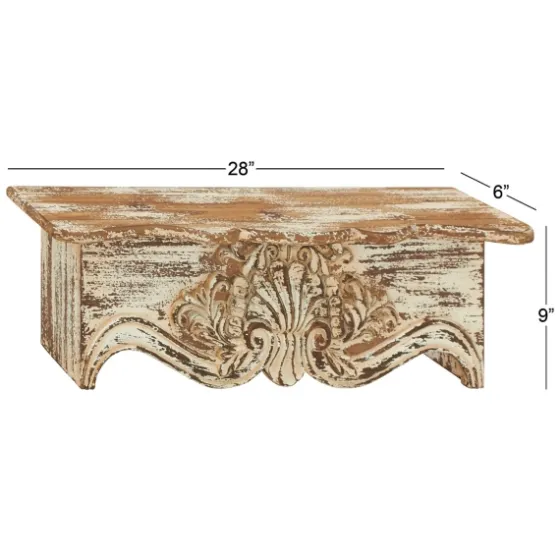 Brown Distressed Carved Wood Wall Shelf-Kirkland's Home Hot