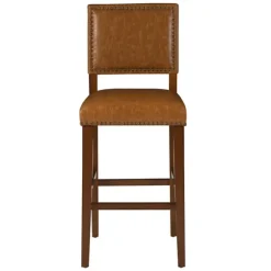 Brown Faux Leather Square Classic Bar Stool-Kirkland's Home New