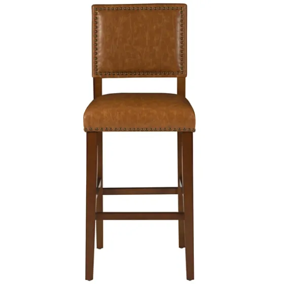 Brown Faux Leather Square Classic Bar Stool-Kirkland's Home New