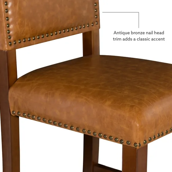 Brown Faux Leather Square Classic Bar Stool-Kirkland's Home New