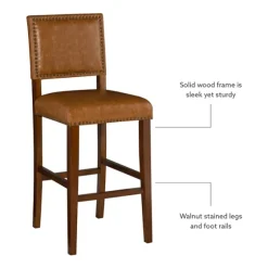 Brown Faux Leather Square Classic Bar Stool-Kirkland's Home New