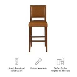 Brown Faux Leather Square Classic Bar Stool-Kirkland's Home New