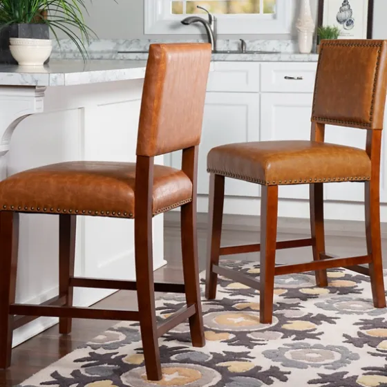 Brown Faux Leather Square Classic Counter Stool-Kirkland's Home Hot