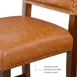 Brown Faux Leather Square Classic Counter Stool-Kirkland's Home Hot