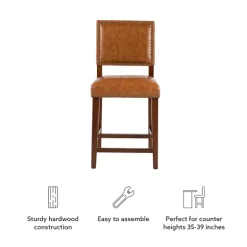 Brown Faux Leather Square Classic Counter Stool-Kirkland's Home Hot