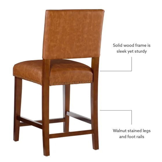 Brown Faux Leather Square Classic Counter Stool-Kirkland's Home Hot