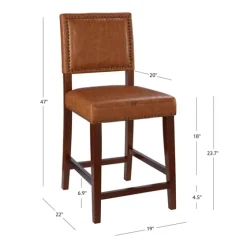Brown Faux Leather Square Classic Counter Stool-Kirkland's Home Hot
