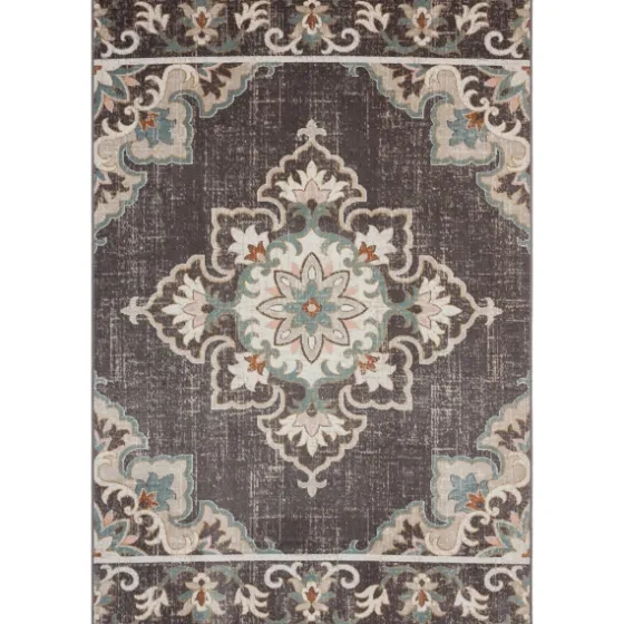 Brown Floral Medallion Outdoor Area Rug, 5X7-Kirkland's Home Best