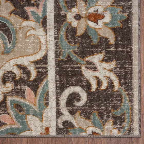 Brown Floral Medallion Outdoor Area Rug, 5X7-Kirkland's Home Best