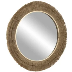 Brown Fringe Jute Round Wall Mirror-Kirkland's Home Online