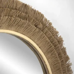 Brown Fringe Jute Round Wall Mirror-Kirkland's Home Online