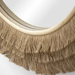 Brown Fringe Jute Round Wall Mirror-Kirkland's Home Online