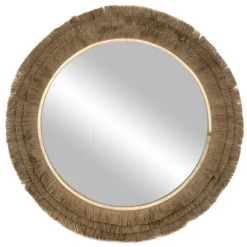 Brown Fringe Jute Round Wall Mirror-Kirkland's Home Online