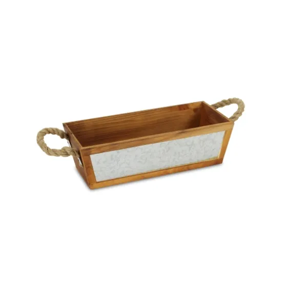Brown Galvanized Tapered Box With Rope Handles-Kirkland's Home Flash Sale