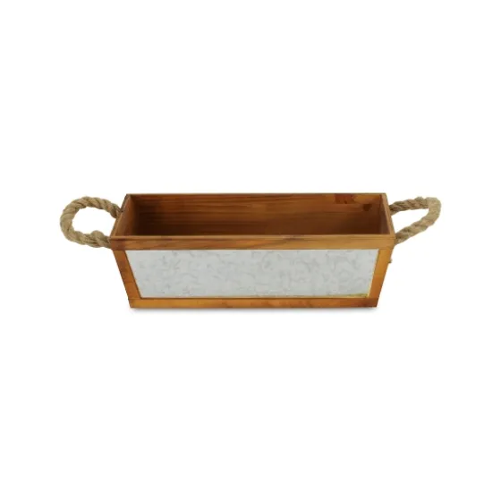 Brown Galvanized Tapered Box With Rope Handles-Kirkland's Home Flash Sale