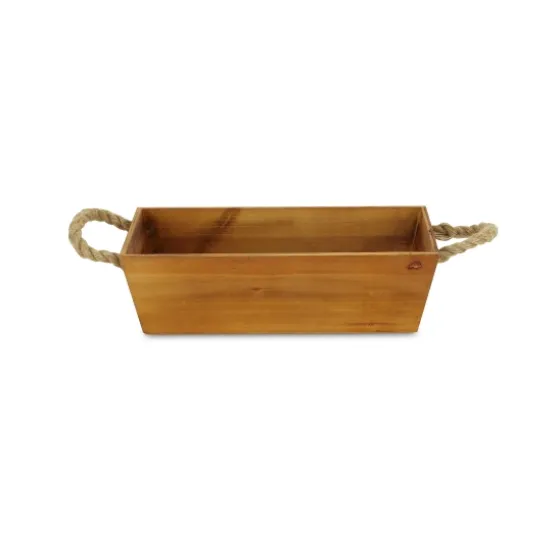 Brown Galvanized Tapered Box With Rope Handles-Kirkland's Home Flash Sale
