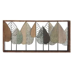 Brown Metal And Wood Leaves Wall Plaque-Kirkland's Home Outlet