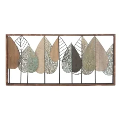 Brown Metal And Wood Leaves Wall Plaque-Kirkland's Home Outlet
