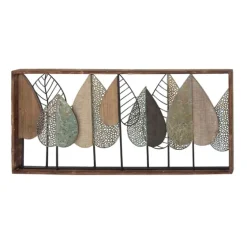 Brown Metal And Wood Leaves Wall Plaque-Kirkland's Home Outlet