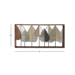 Brown Metal And Wood Leaves Wall Plaque-Kirkland's Home Outlet