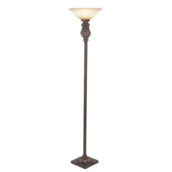 Brown Metal Carved Base Uplight Floor Lamp-Kirkland's Home Discount