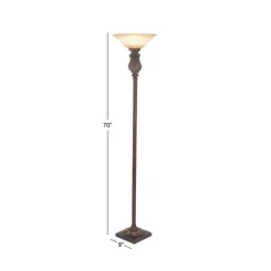 Brown Metal Carved Base Uplight Floor Lamp-Kirkland's Home Discount